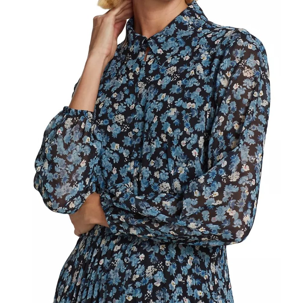 NWOT Elie Tahari Pleated Floral Shirtdress